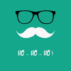Merry Christmas greeting card with Santa Claus. Hipster style.Santa's mustache and glasses. Santa Claus beard.