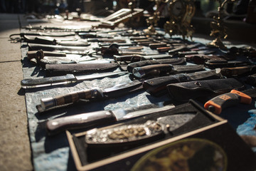 knives on the street market in Georgia Caucasus travel