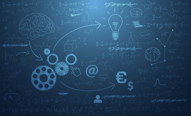 lavagna, formule, icone, sfondo