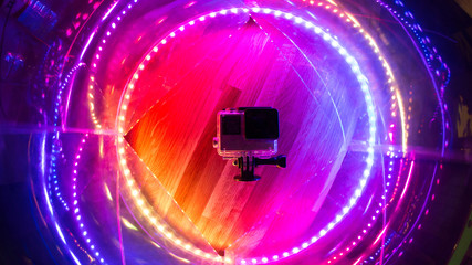 Action digital camera color lighting spot studio closeup