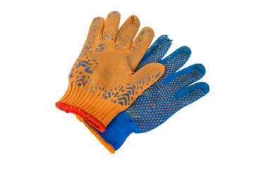 old Work Gloves Isolated On White.