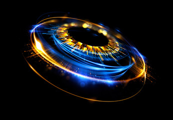 Glow swirl light effect. Circular lens flare. Abstract rotational lines. Power energy .element. Luminous sci-fi. Shining neon lights cosmic abstract frame. Magic round frame. Swirl trail effect