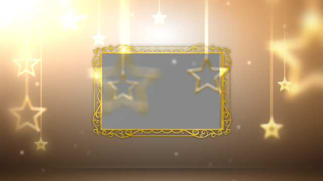 Gold Dangling Stars Photo Frame Overlay