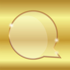 Blank Golden Speach Bubble with Transparent Glass Vector