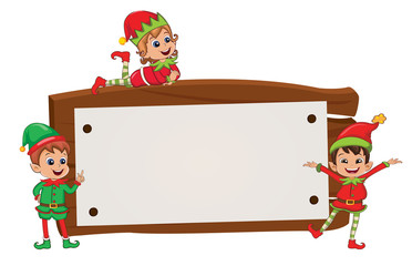 Christmas elves with white banner