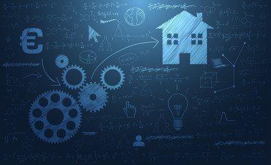 lavagna, formule, icone, sfondo