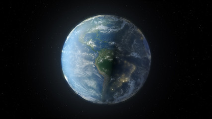 The rotation of earth from space 3d illustration
