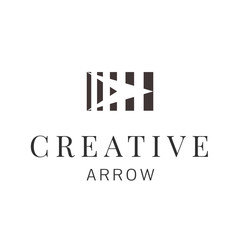 Abstract square with arrow inside logo design template