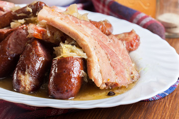 Choucroute garnie. Alsatian sauerkraut