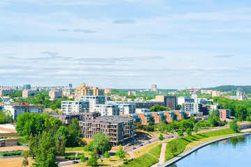 Modern downtown and Neris river at Vilnius city center