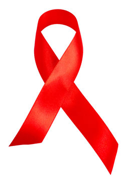 Red Ribbon - AIDS awareness symbol isolated on white background