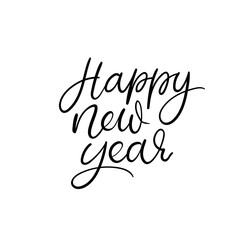 Happy New Year Hand Lettering Greeting Card. Vector Illistration. Modern Calligraphy.