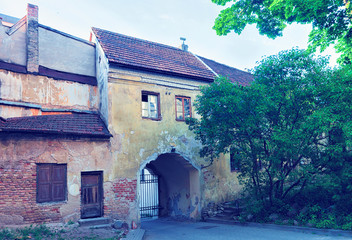Courtyard with archway in Old City of Vilnius
