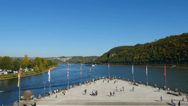 Deutsches Eck - Koblenz, Germany, Time lapse