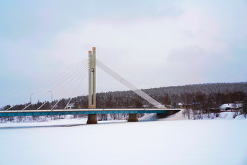 Candle bridge in winter Rovaniemi Lapland