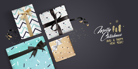 Christmas greeting card. Luxurious vector illustration concept for greeting cards, web banner, flayer brochure, party invitation card.