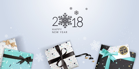 Elegant New Years greeting card. Vector illustration concept for greeting cards, web banner, flayer brochure, party invitation card.
