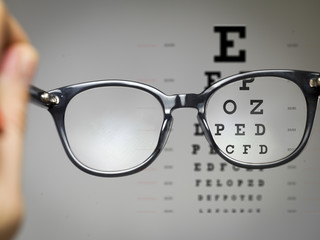 eye doctor glasses test - obrazy, fototapety, plakaty