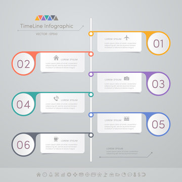 Timeline infographics design template with icons, process diagram, vector eps10 illustration