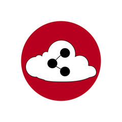 Icon with a cloud and share symbol.