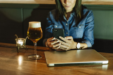 woman hands using smart phone concept technology