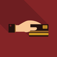 Business man hand holding credit card in vector format