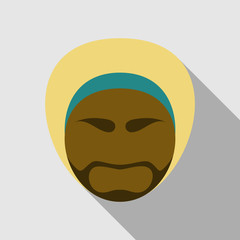 Portrait of an arab man ( Arabian Shekih) in traditional dress over in flat style with shadow