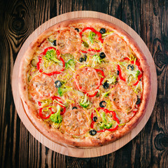 pizza on a cutting board