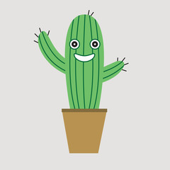 cute cactus in the flower pot. vector