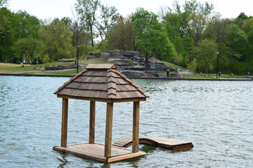 wooden architecture in the lake