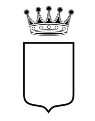 family shield template with crown, coat of arms, family crest isolated vector