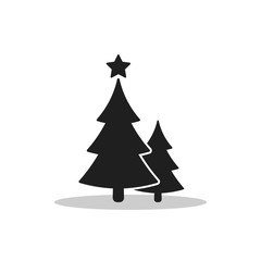 Fototapeta premium Christmas trees icon, vector flat design. Black symbol of two fir-tree isolated on white background