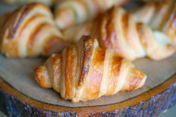 Freshly baked French croissants