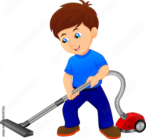 "Boy Cleaning The Floor With Vacuum Cleaner" fichier vectoriel libre de ...