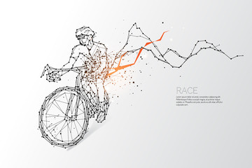 The particles, geometric art, line and dot of Bicycle race