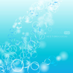 Vector bubbles in the water. Colorful realistic backdrop. Nature background.