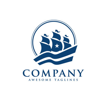 elegant Sailing boat logo vector, creative simple classic Sailing boat logo vector, seal adventure  logo vector