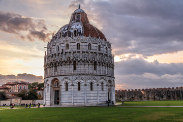 Europe, Italy .Pisa Baptistry of St. John, Battistero di San Giovanni, a Roman Catholic ecclesiastical building, near Duomo di Pisa, and designed by Diotisalvi. 2017-04-01