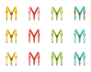 A set of men's suspenders. Suspenders vector illustration