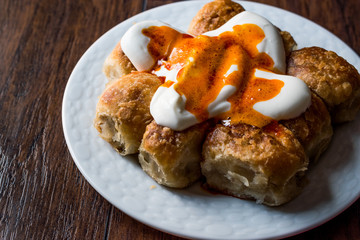 Bosnian Pastry Manti with Yogurt and Fried Butter Sauce / Bosnak Borek