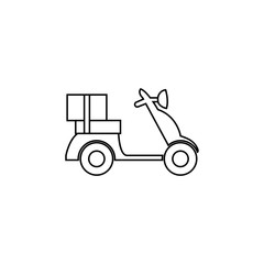 carrying goods on scooter line icon