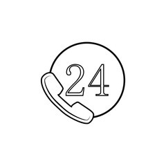 Fototapeta premium Phone 24 Hours Thin Line Icon