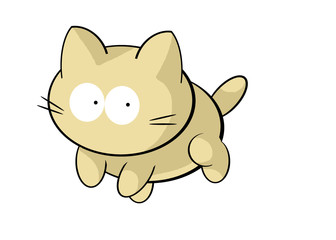 ゆるい猫　cartoon cat on white background