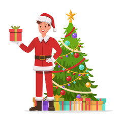 Santa Claus man character vector design for christmas. Presentation in various action. no8
