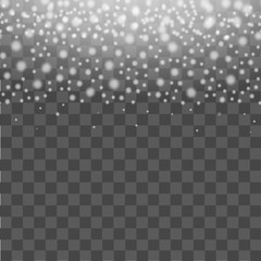 Falling glitter particles on transparent background.  Vector illustration