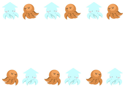 タコとイカの頭足類フレーム Stock イラスト Adobe Stock