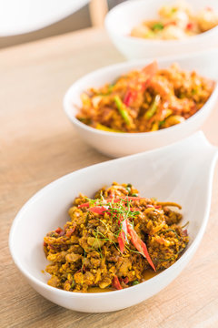  Stir Fried Minced Pork with Hot Yellow Curry Paste
