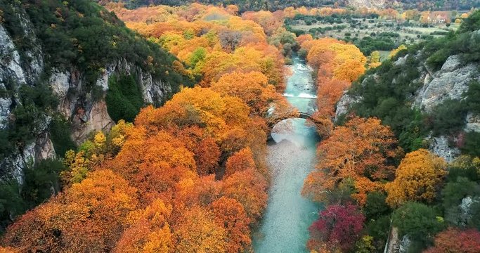 Aerial flight with drone over the Vikos Canyon