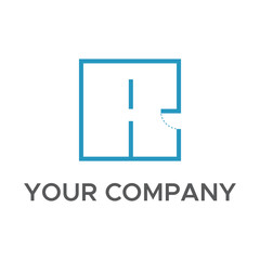 Initial letter R logo home and interior sketches