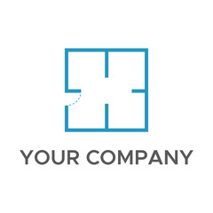 Initial letter X logo home and interior sketches